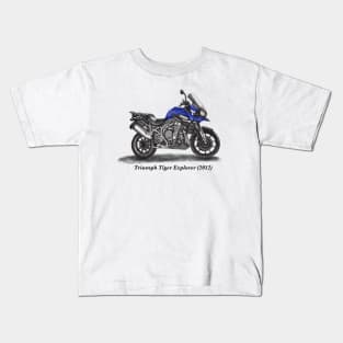 Drawing of Retro Classic Motorcycle Triumph Tiger Explorer Kids T-Shirt